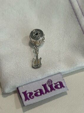 Pandora-style “Halia Rock” Guitar Dangle Charm - Sterling Silver